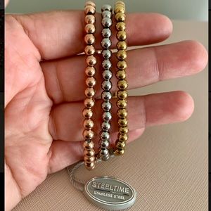 Steel Time tricolor bracelet set